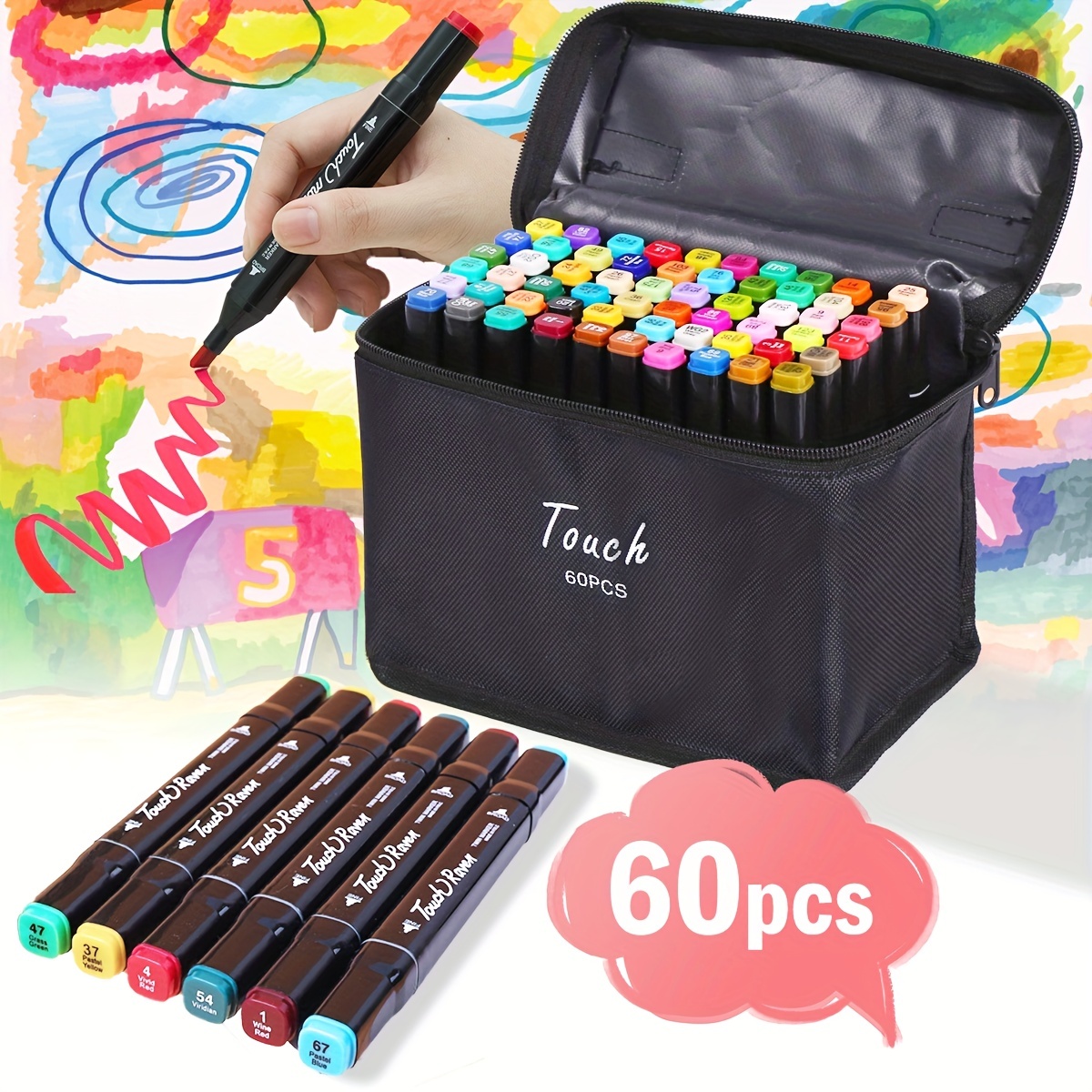 Marker Pen 60 Color Set Double Tipped Alcohol Based - Temu