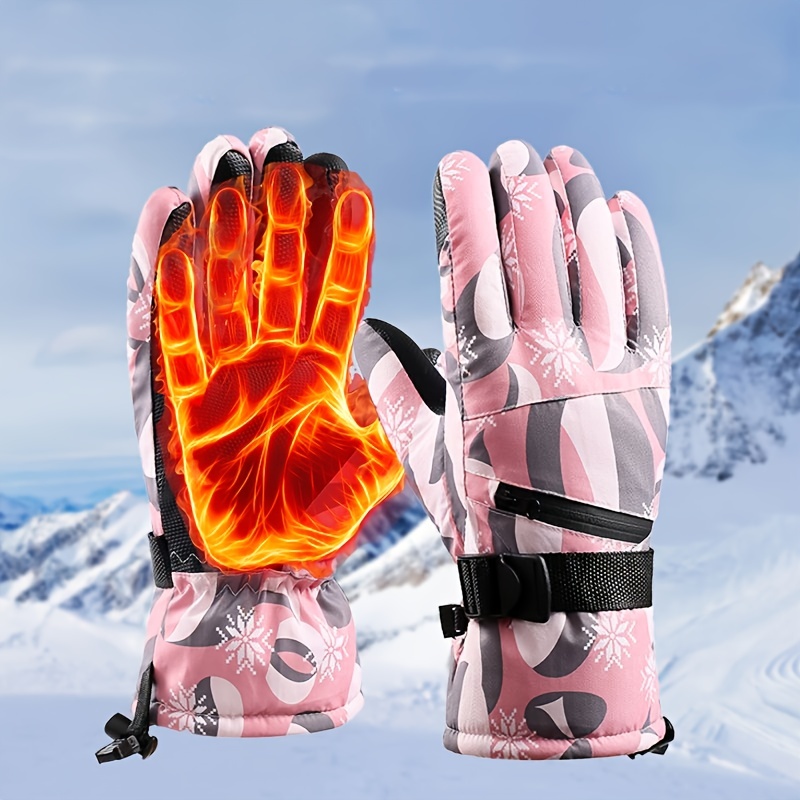 Gants de ski femmes roses avec flocon