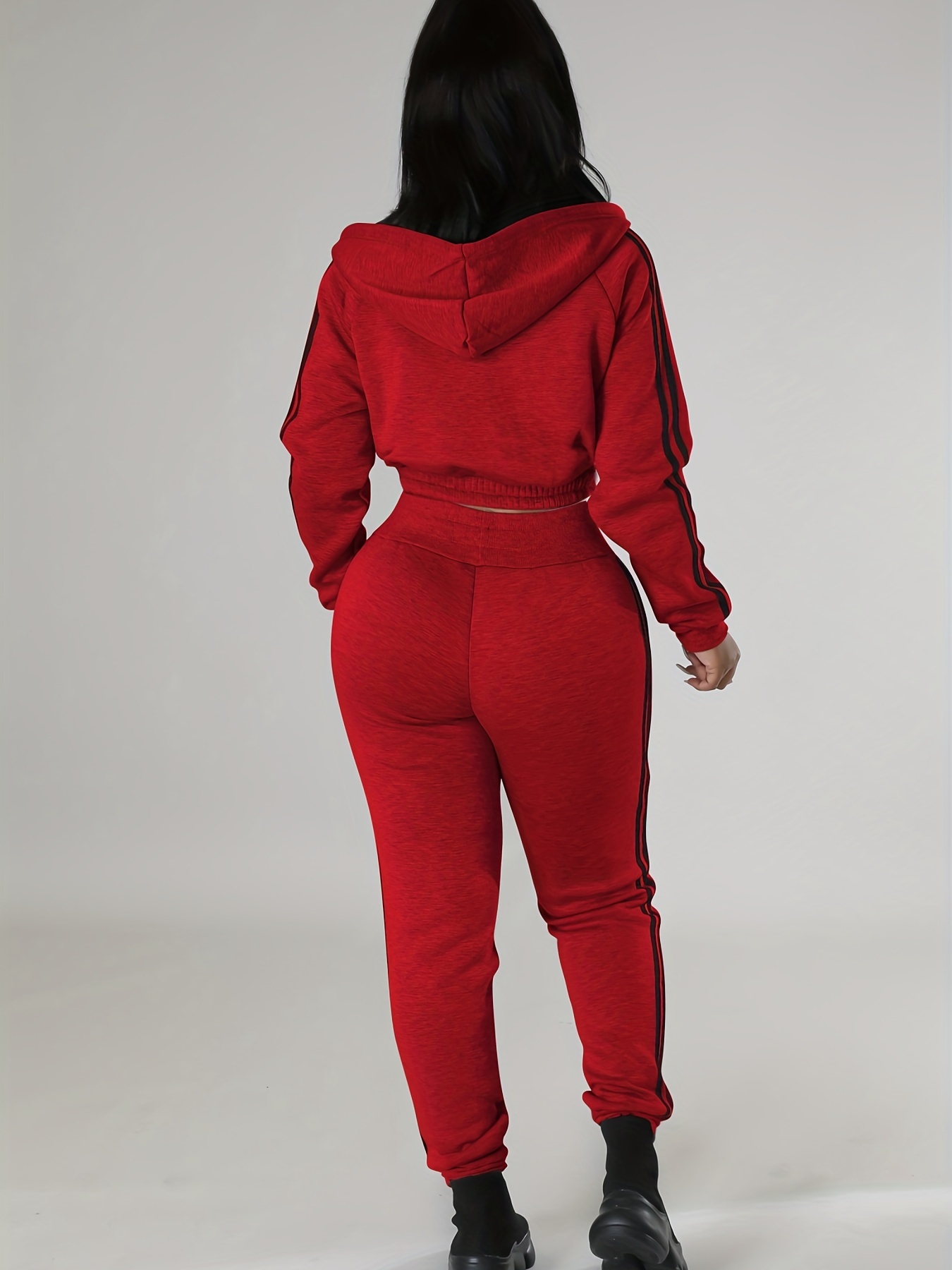 Women Tracksuits Pullover Long Sleeve Hooded Elastic Waist