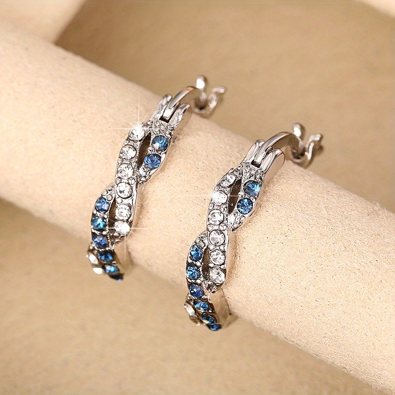 Exquisite Double Row Inlay Zircon Hoop Earrings For Women Wedding Party  Stylish Earrings Elegant Style