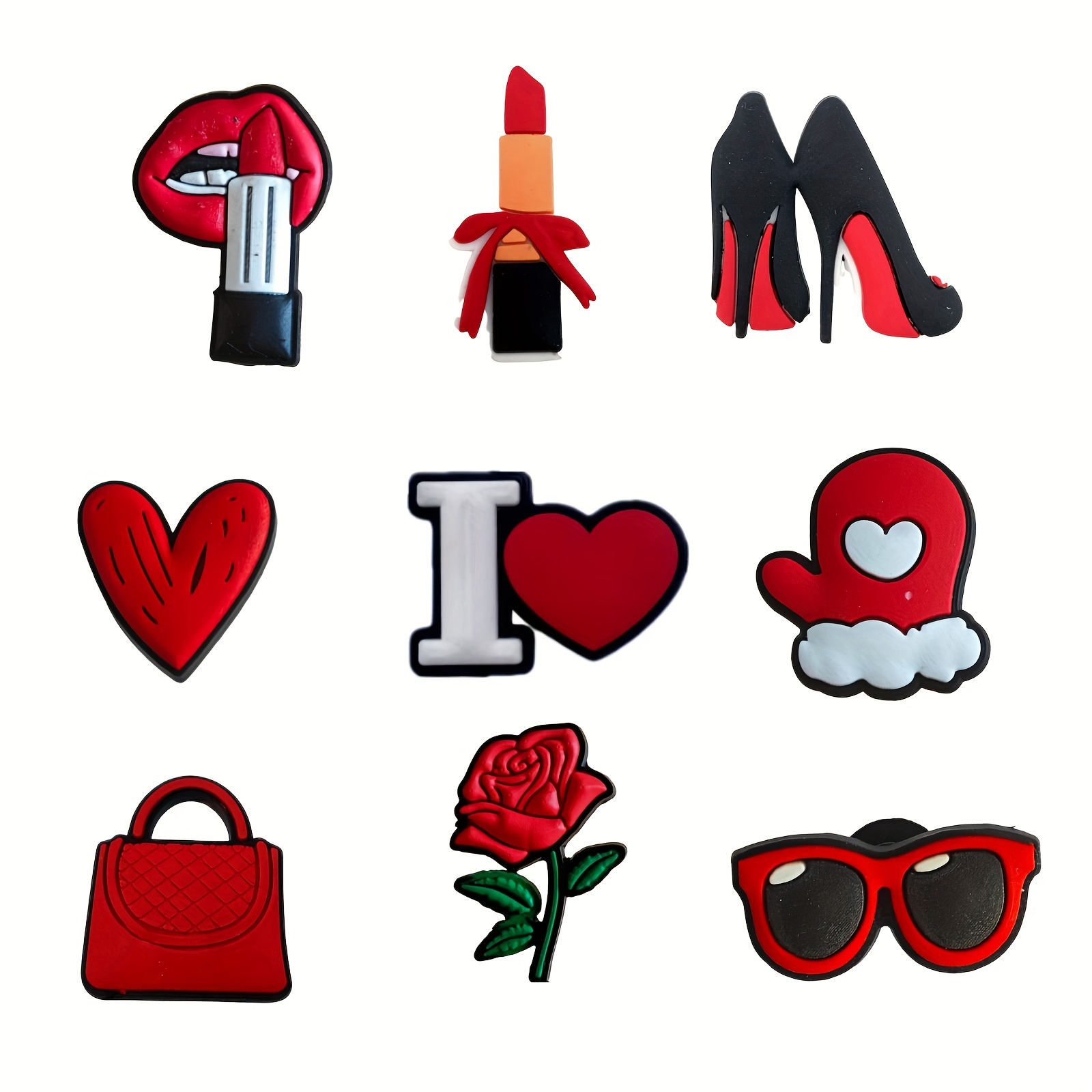 

9pcs/5pcs Red Lipstick Shoe Decorations, Shoe , Mouth & Red Mouth Sandals Accessories