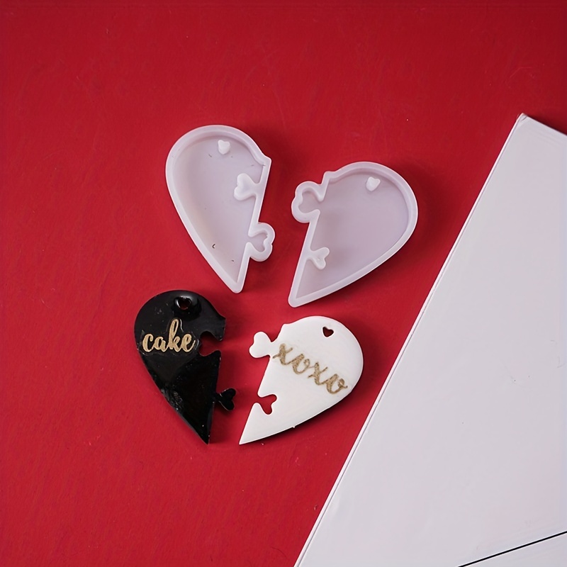 Heart Shape Pendant Silicone Mold DIY Valentine's Day Earrings Charms Resin  Casting Mold Couple Keychain Jewelry Making Tools