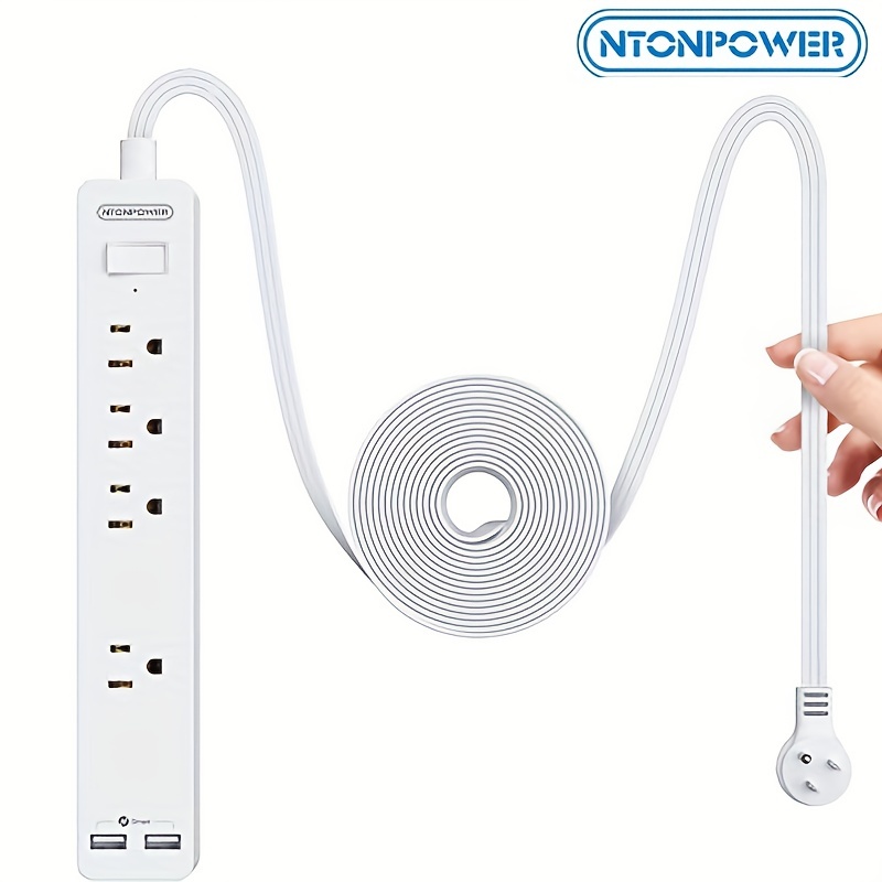 Ultra thin Flat Extension Cord 4 Outlets 2 Usb Ports Perfect Temu