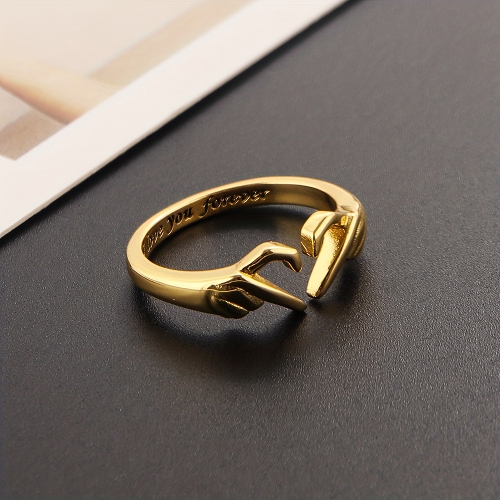 Heart Shape Opening Couples Ring Men's Alloy Band