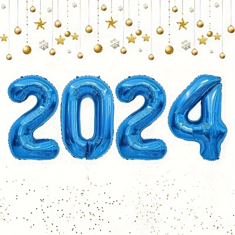 2024 New Year Decoration 2024 Number Balloon Happy New Year - Temu