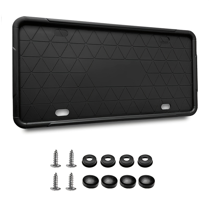 1pc Universal Black Silicone License Plate Frame Rust Rattle Weather Proof, Discounts Everyone