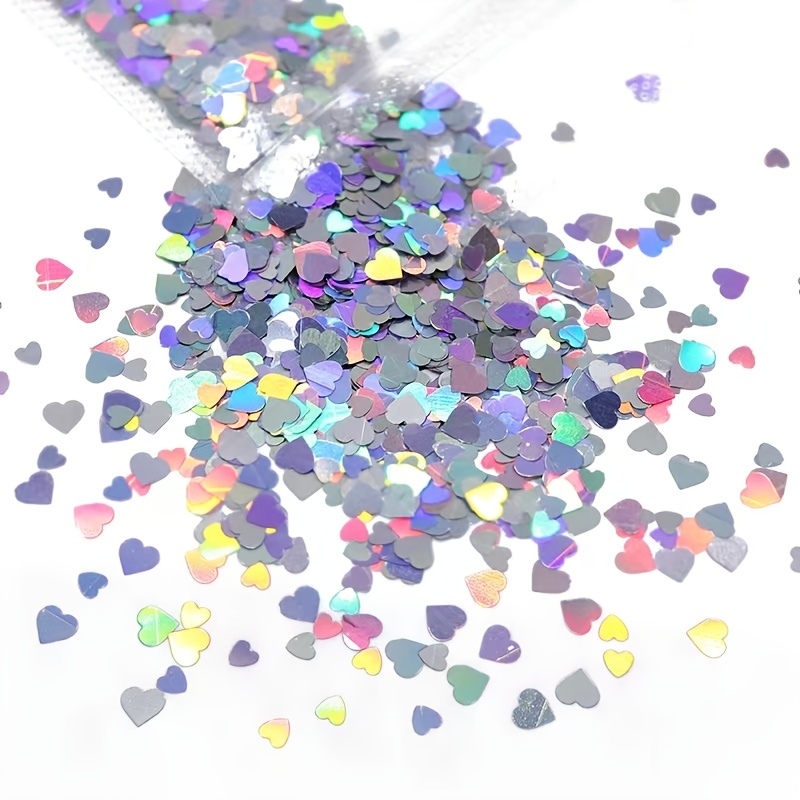 3g Heart Flakes 3D DIY laser Petal Sequins/ Heart shaped glitter flake –  MakyNailSupply