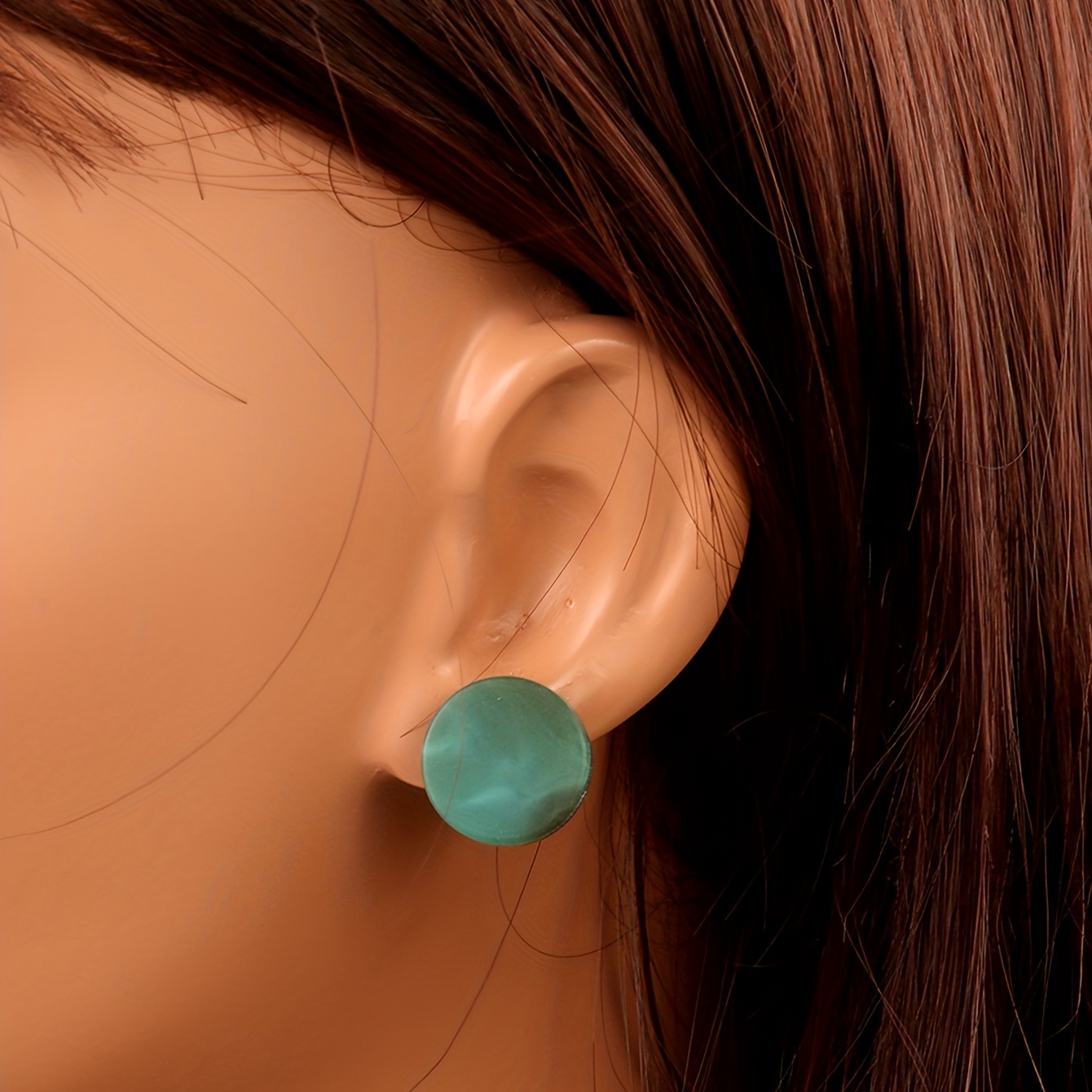 Retro Simple Round Resin Earrings Ear Clips - Temu