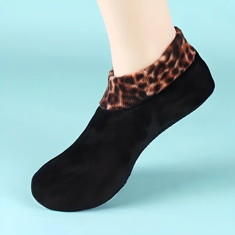 Calcetines peludos para mujer Invierno Cálido Acogedor Suave con estampado  de leopardo 5 pares-- Sincero Electrónica