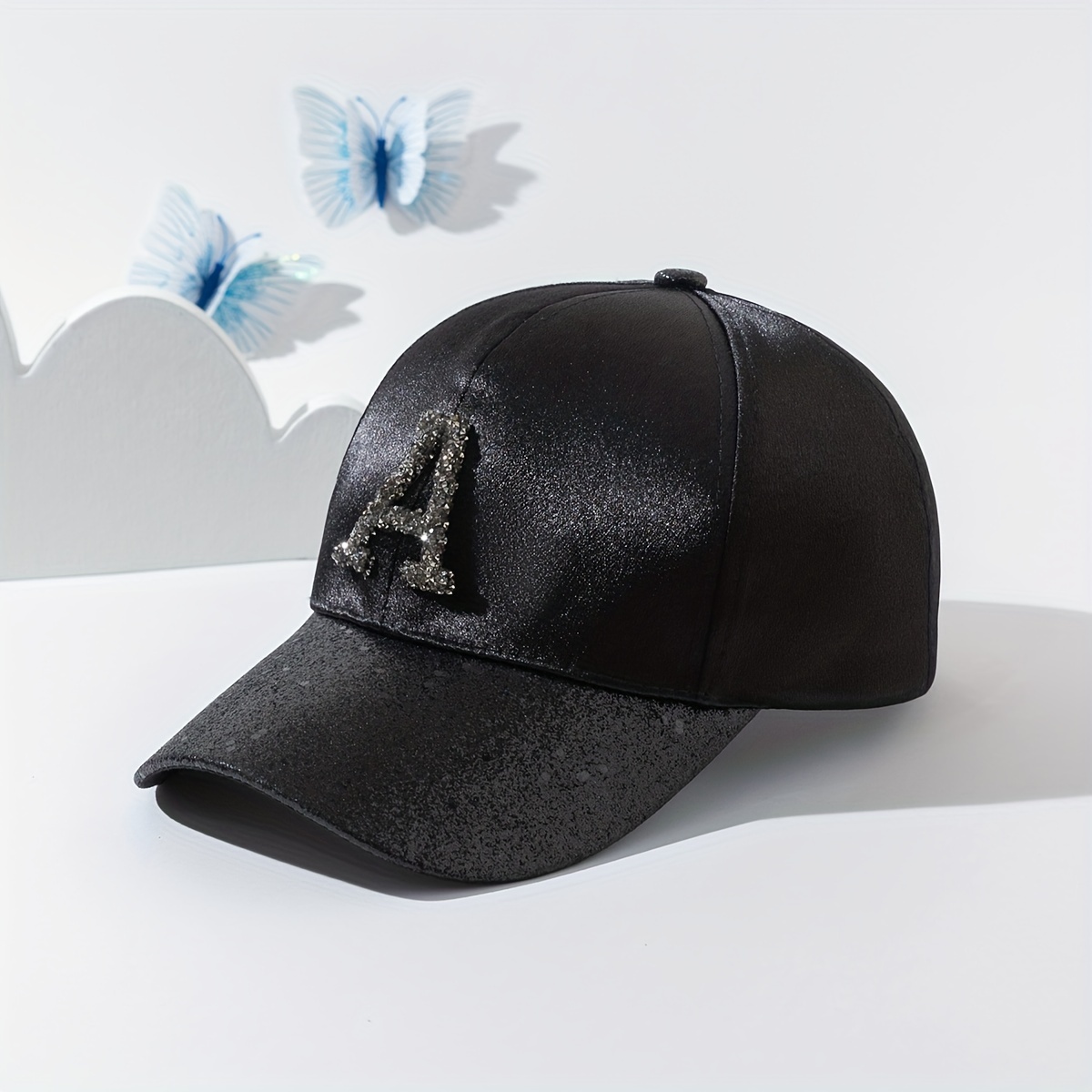 Rhinestone R Sparkle Baseball Cap Vintage Sunscreen Dad Hat