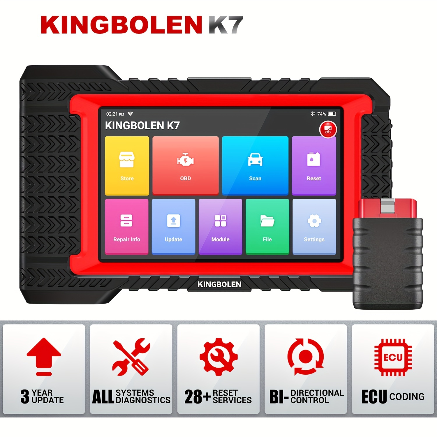  KINGBOLEN K8 OBD2 Scanner, 2023 Bidirectional Scan Tool  34+Resets, ECU Coding, Key Program, Guided Function, All Systems Car  Diagnostic Scanner with 2 Years Free Update, Active Test/Oil/ABS Bleeding :  Automotive