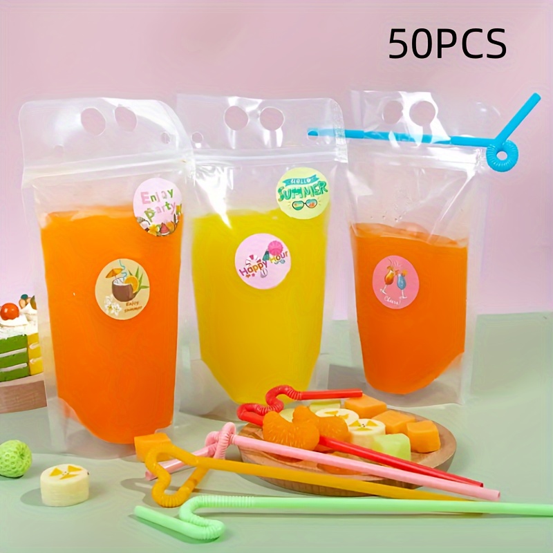 50 Pcs Drink Pouches for Adults,Frosted Translucent Drink Bags