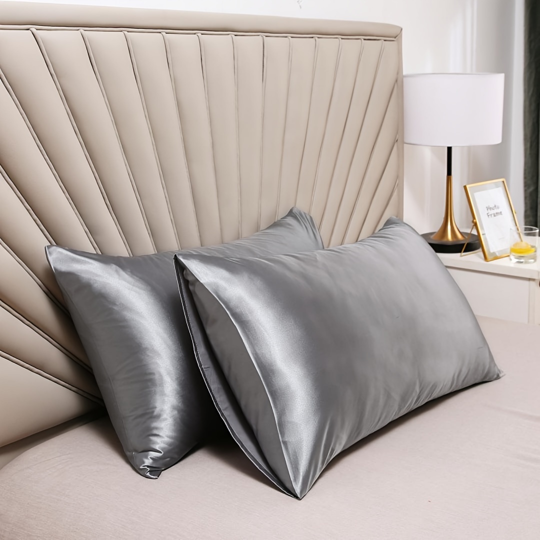 Satin Pillow Cases Solid Color Bedding Silky Soft Breathable - Temu