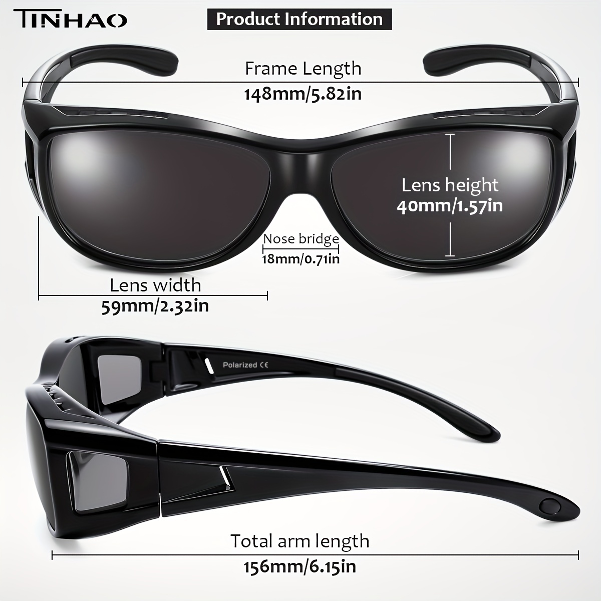  TINHAO Square Oversized Polarized Fit Over Sunglasses Over  Glasses with Lightweight Large Frame for Woman Man (Amber leopard, Black) :  Clothing, Shoes & Jewelry