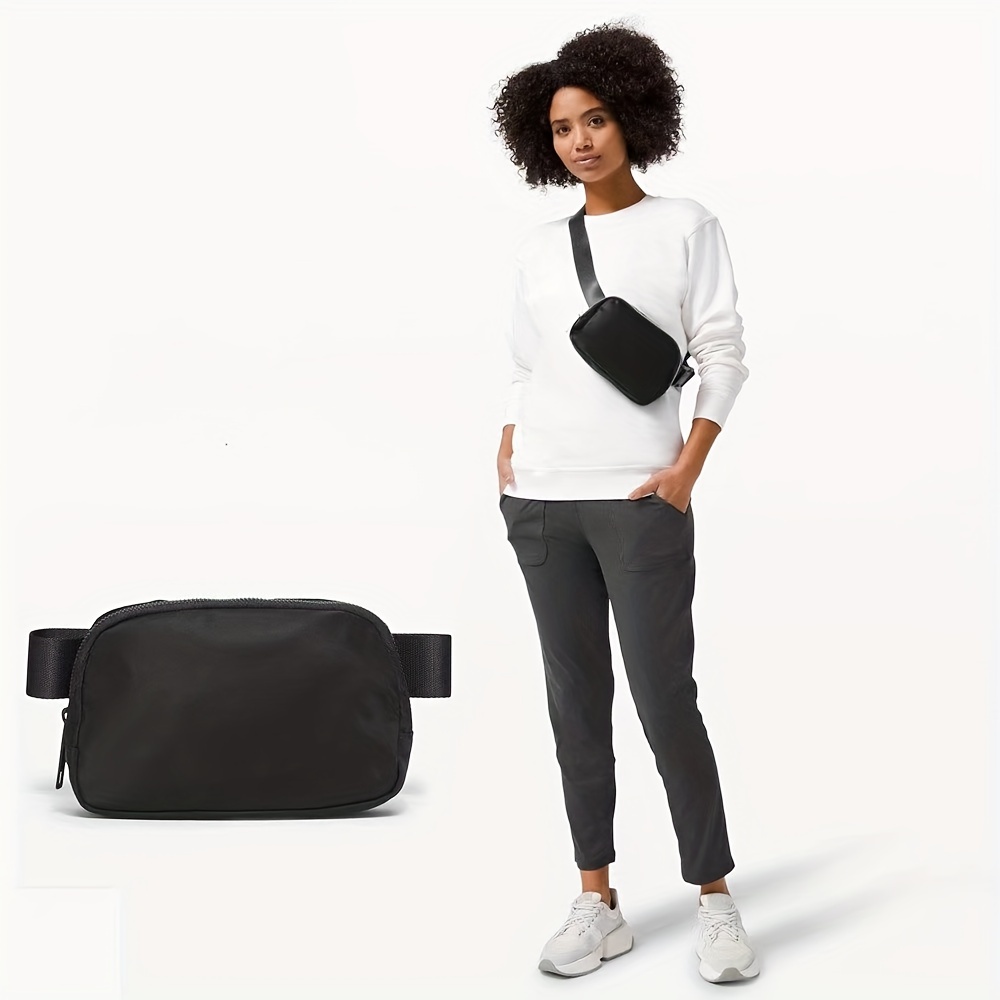 WOORNIGOJIN Unisex Mini Belt Bag with Adjustable Strap, Crossbody Fanny Pack for Traveling (Black), Women's, Size: Middle