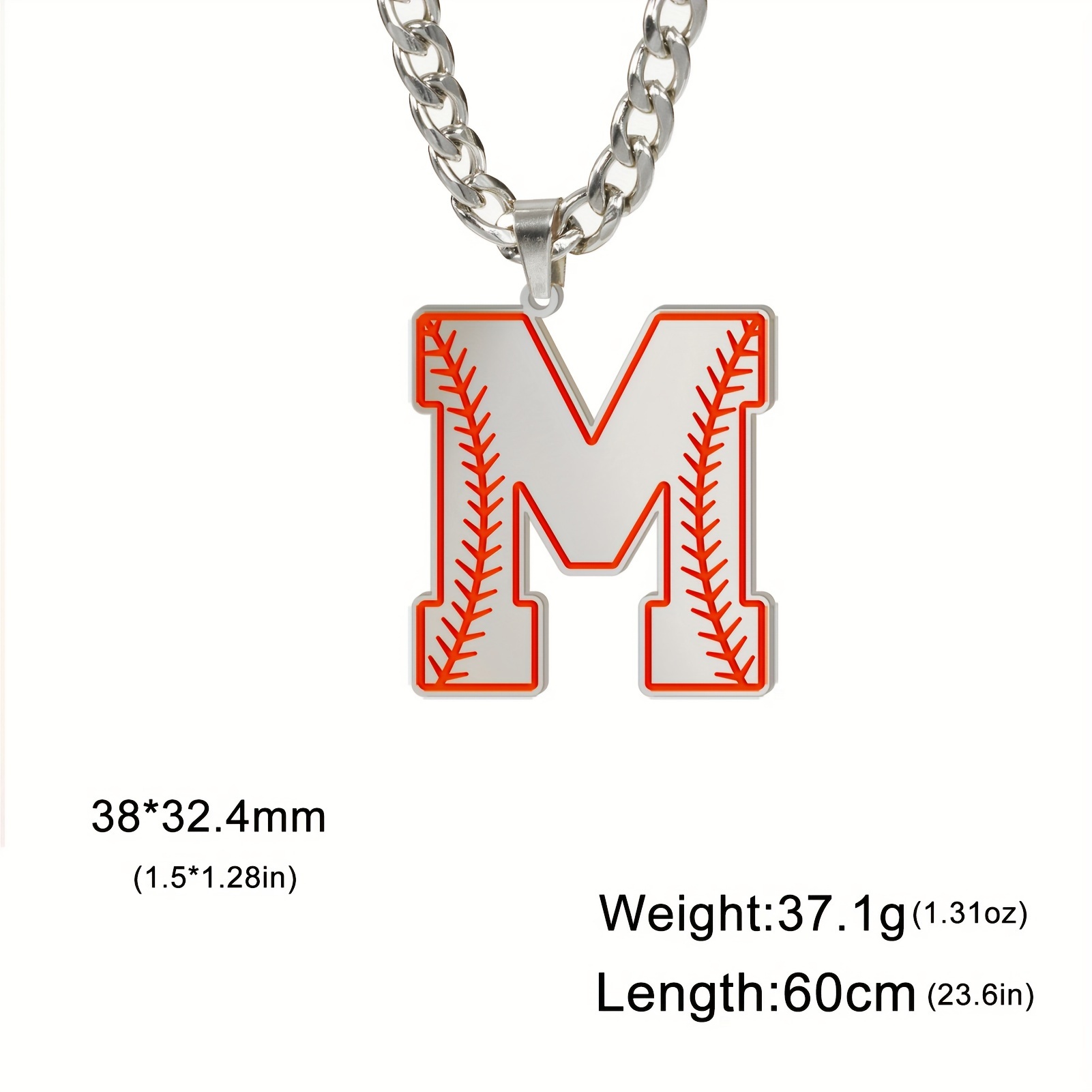 AIAINAGI Baseball Initial A-Z Letter Necklace for Boys Baseball