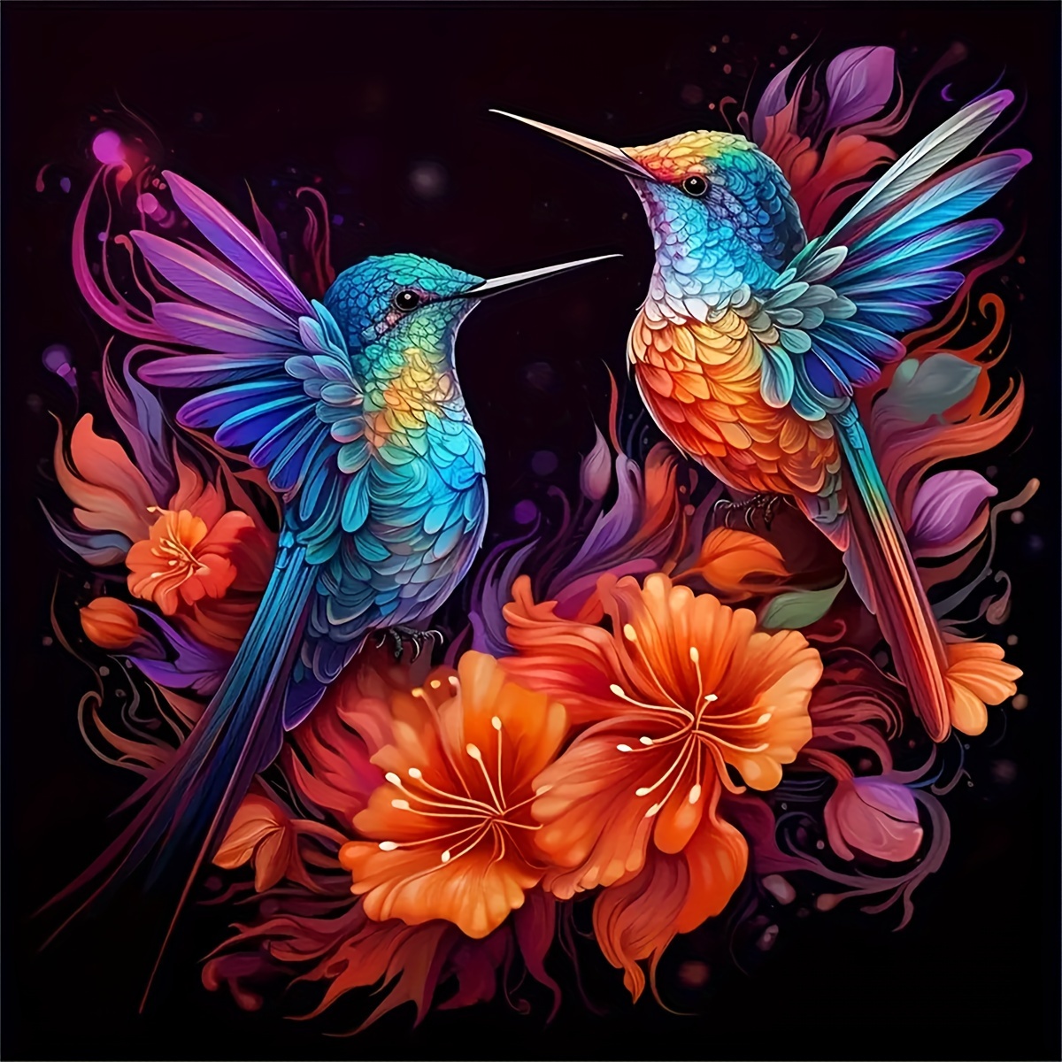 

1pc Large Size 40*40cm/15.7*15.7in Frameless Holiday Surprise Gift Diy Handmade 5d Diamond Painting Flowers Birds Full Diamond Painting Art Embroidery Diamond Painting Art Craft Wall Decoration