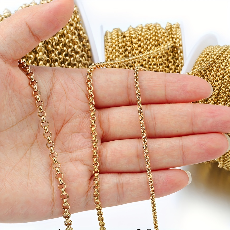 1meter Golden Color Stainless Steel Chains For Jewelry - Temu