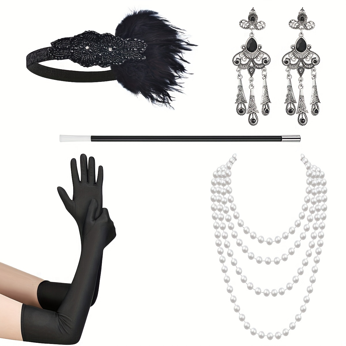 5 pièces - 1920 Great Gatsby Ensemble d'accessoires pour femmes - Costume  Gatsby 