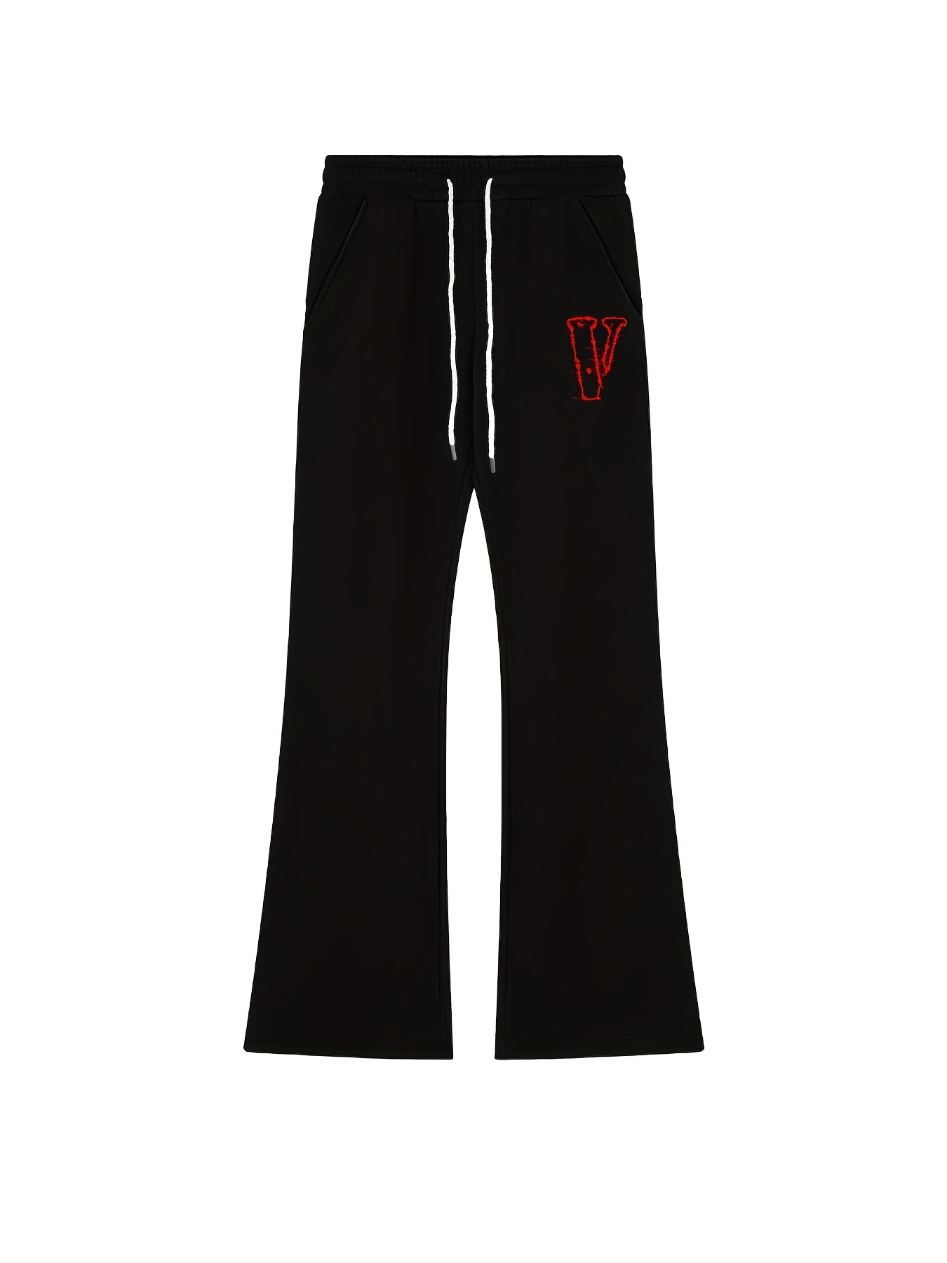 Men's V Pattern Drawstring Flare Pants