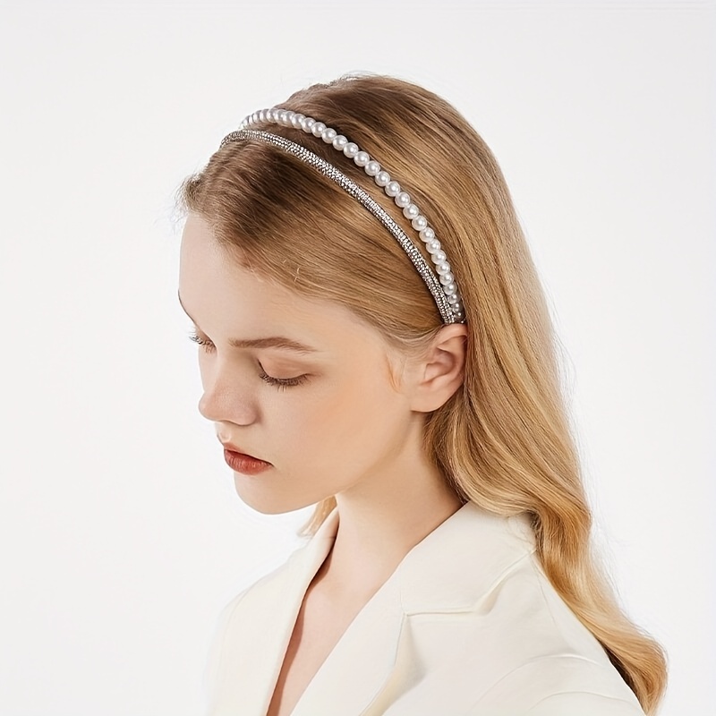 Layered Faux Pearl Headband women Elegant Pearl Hairband - Temu