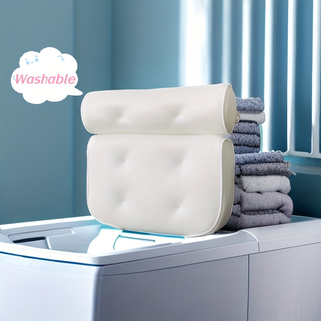 Bathtub Pillow Headrest Cushion Head Neck Rest Pillows with Suction Cups  Bathroom Accessories Waterproof PVC Bath Pillows