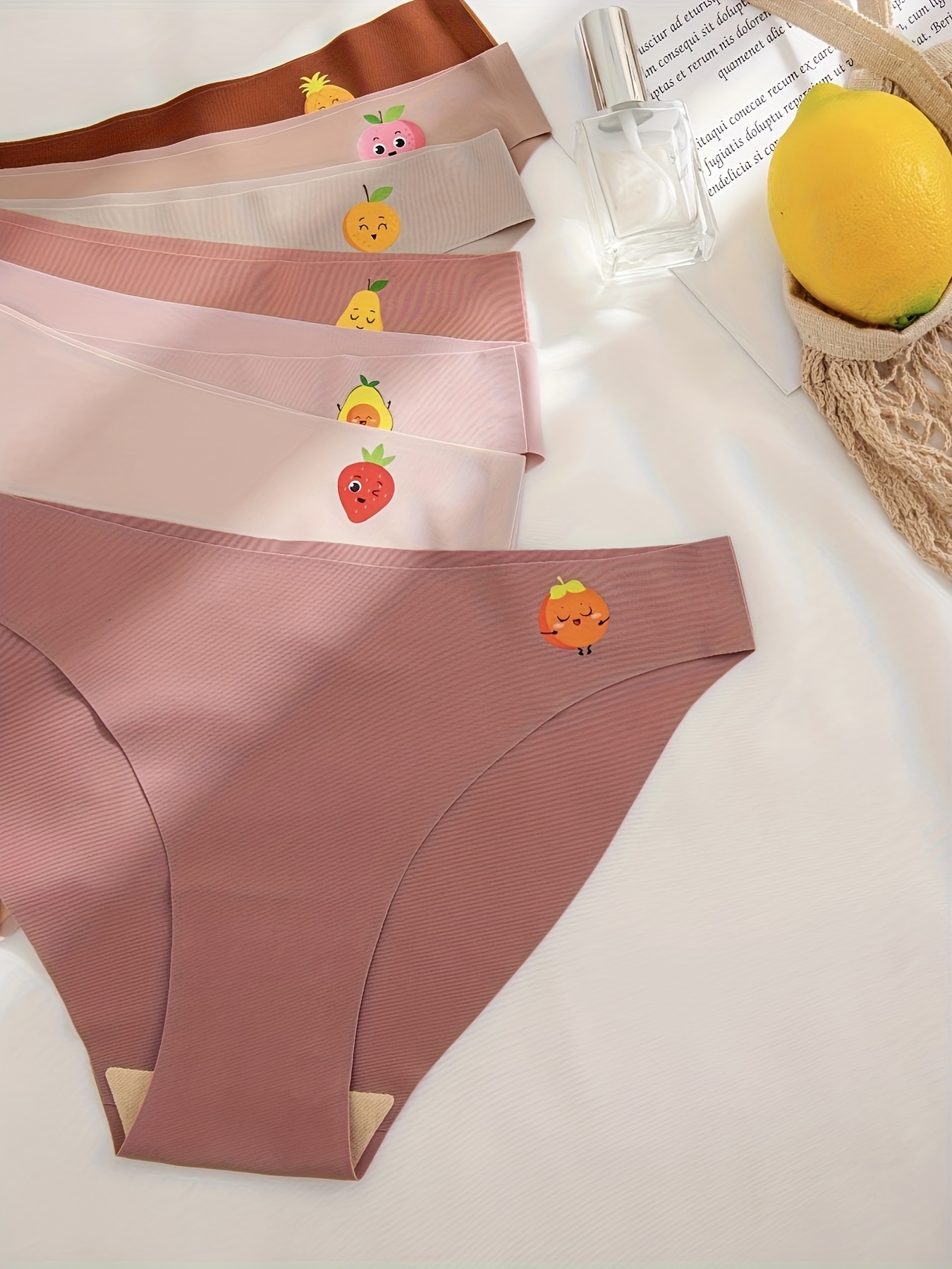 7pcs Cartoon Fruit Pattern Bikini Panties, Comfy & Breathable Stretchy  Intimates Panties, Women's Lingerie & Underwear