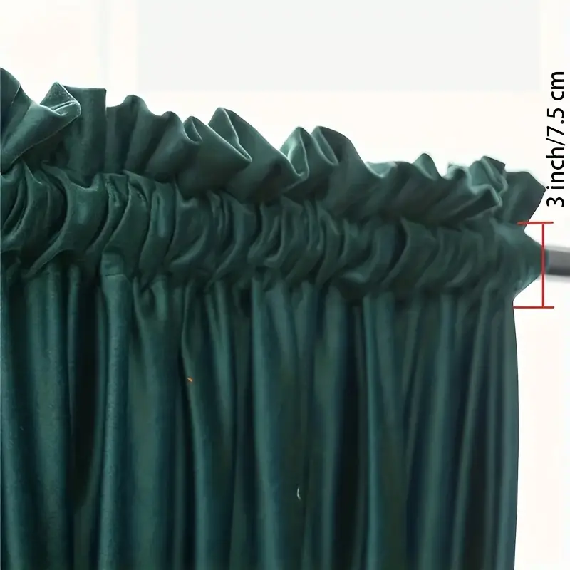 Dark Green Velvet Curtains Solid Velvet Curtains Insulation - Temu