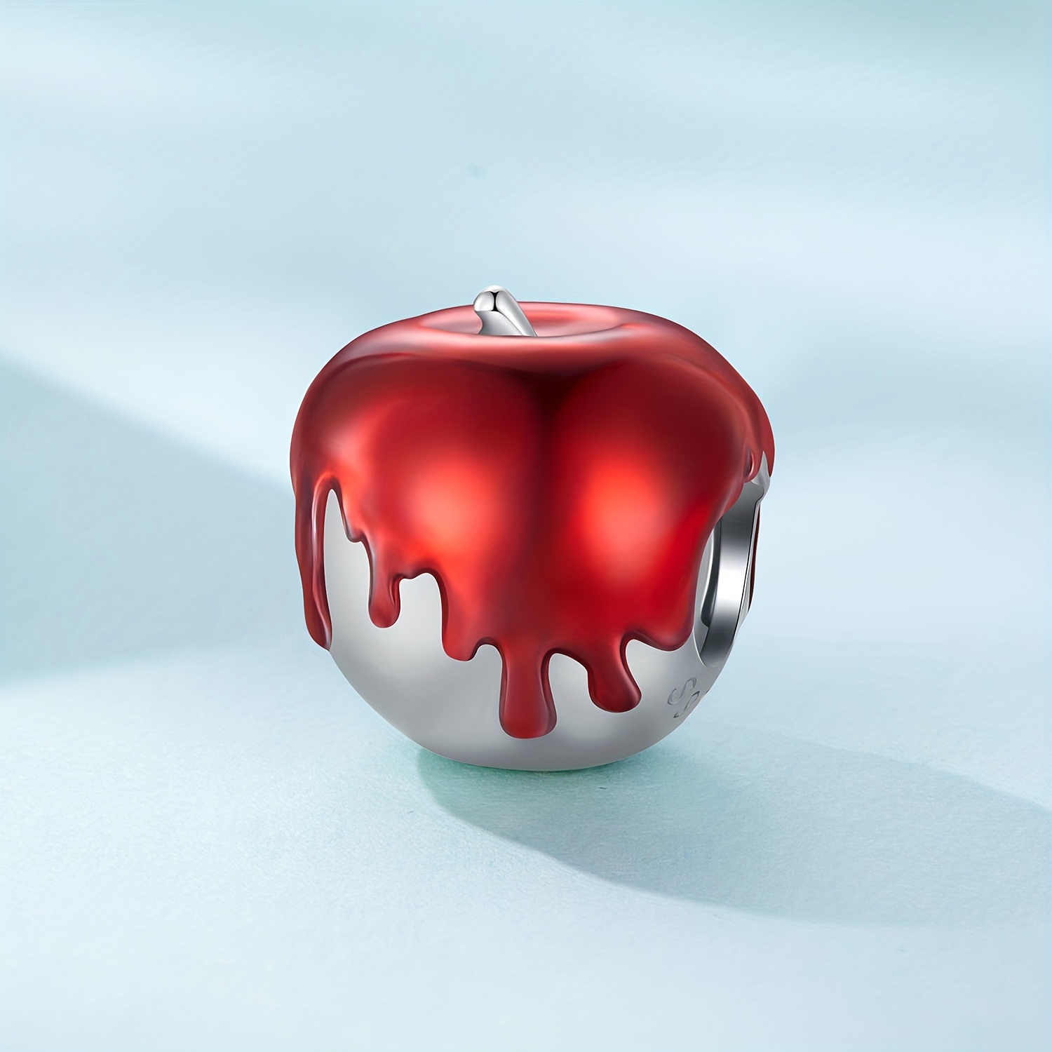 1pc 925 Sterling Silver Christmas Red Apple Bead For DIY Bracelet & Bangle, DIY Christmas Gift