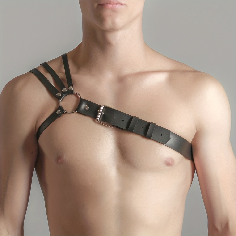 Bras Sets Men Bondage Lingerie Gay Muscle Harness Costume Belt With  Shoulder Armors Faux Leather Adjustable Fetish Wear Body Chest