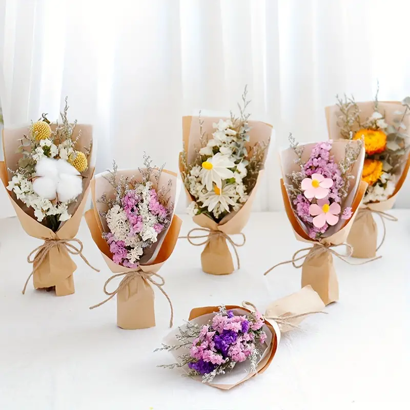 Mini Dried Flowers Bouquet Wedding Supplies Mix Flower - Temu