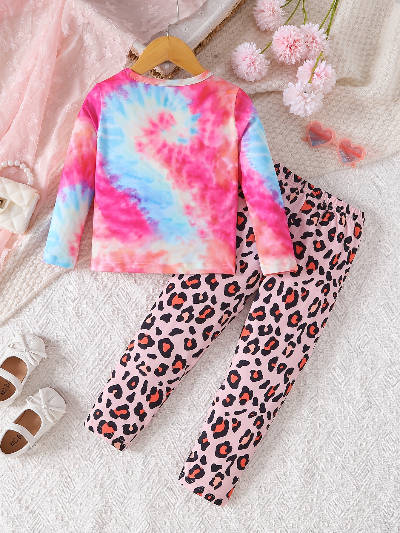 Kids Girls Crop Top & Legging Set Rainbow Baby Pink Fashion Outfit Set
