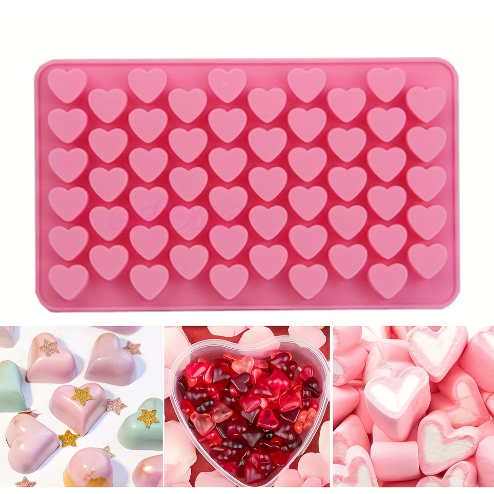 1pc 55 Holes 3D Ice Cube Tray Mini Heart Silicone Mold Chocolate Fondant  Mould Pastry Jelly Biscuit Baking Cake Decoration Tools