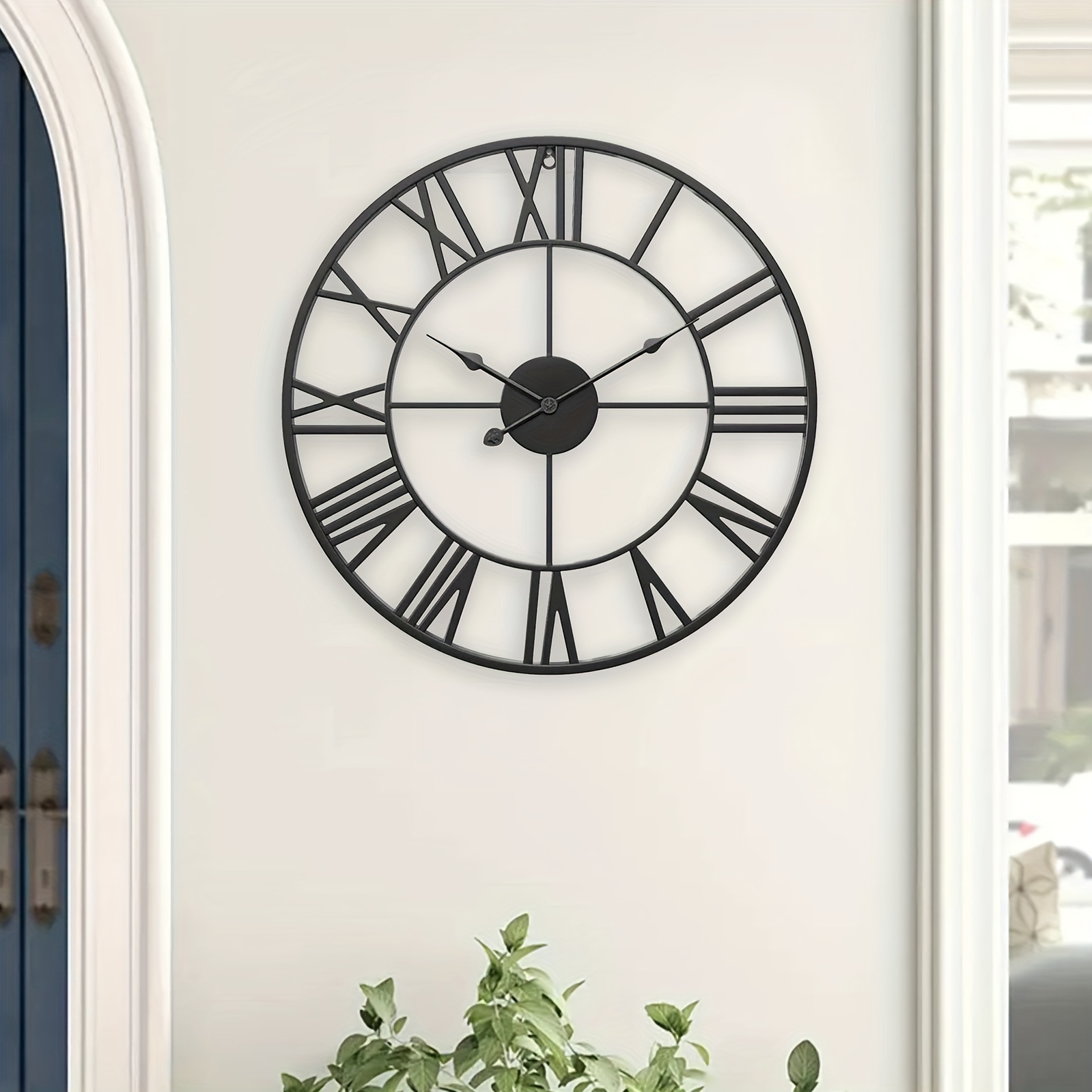  Reloj de pared grande de 30 pulgadas, silencioso, sin tictac,  funciona con pilas, moderno reloj de pared analógico redondo de metal  redondo para interiores y exteriores, para sala de estar, cocina, 