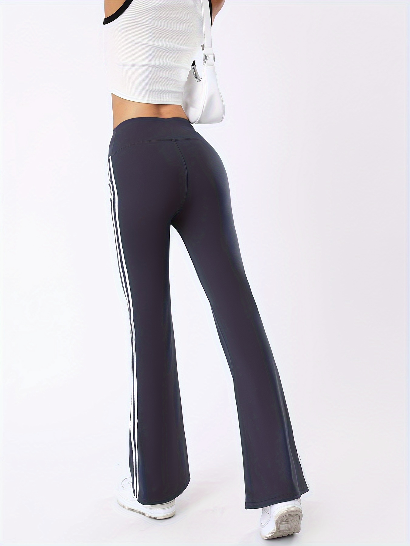 Vanya Fashion Half Stripe Yoga Pants for Women High Waisted