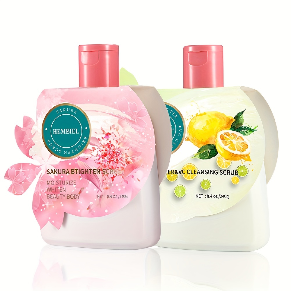 240g Sea Salt Soothing Brightening Body Scrub Vitamin C Cherry Blossom For Daily Skin Care