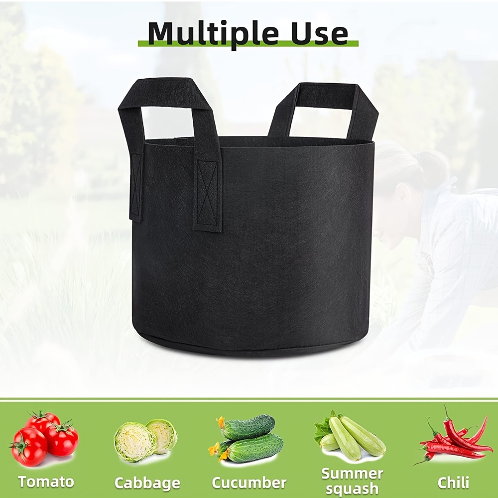 5pcs Fabric Grow Bags - Black