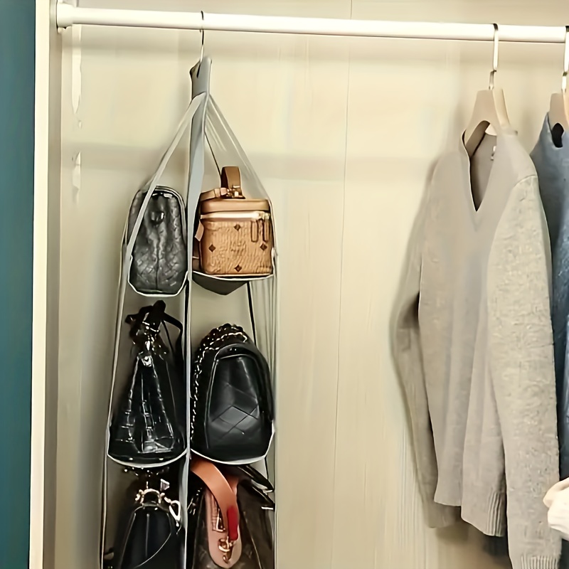 Handbag Hanging Organizer, Closet Wardrobe Storage Bag, Clear Hanging  Shelf, Purse Bag Collection Storage Holder, Closet Space Saving Organizers  - Temu