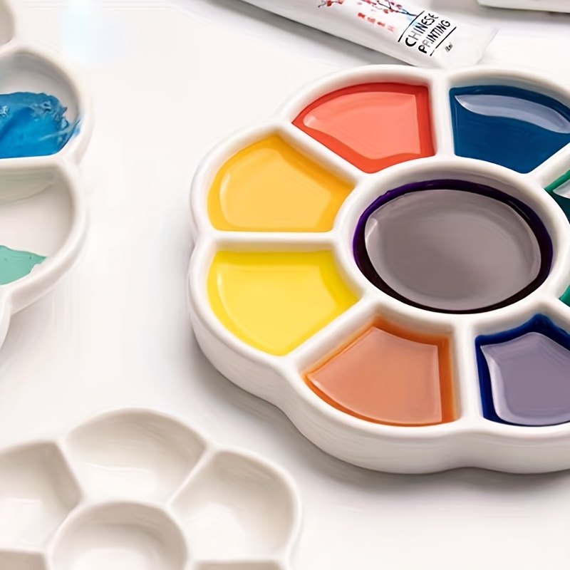 White Plastic Flower Shape Paint Palette Mixing Tray Kids Art Painting &  Mixing 