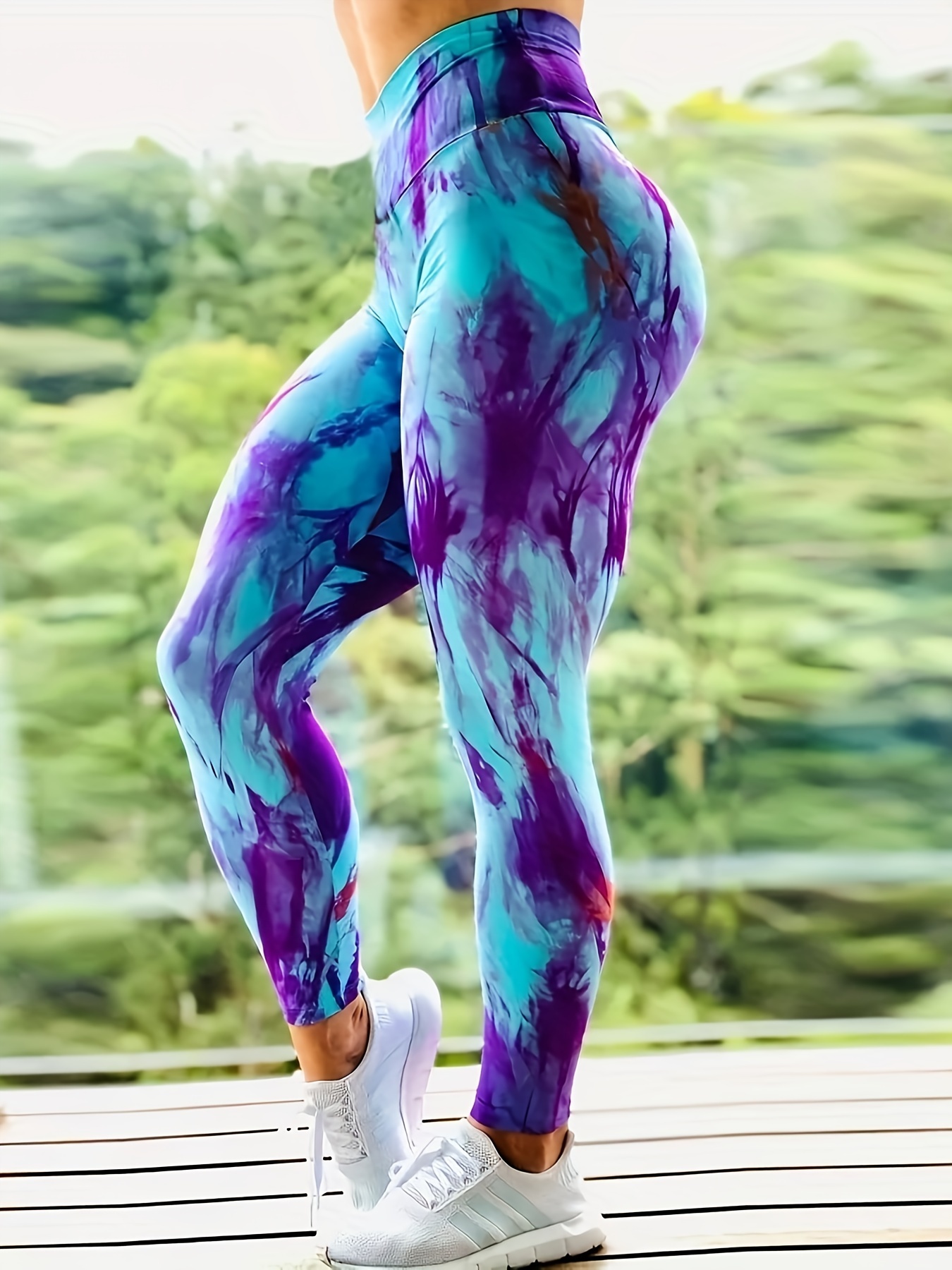 Pantalones Apretados De La Yoga Del Bloque Del Color, Polainas Deportivas  De La Aptitud Del Entrenamiento Corriente De La Cintura Alta, Ropa Activa De