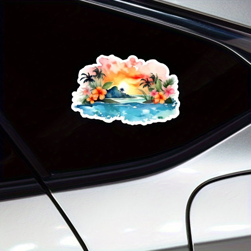 Hawaiian Tropical Beach Stickers Waterproof Vinyl Decals For - Temu