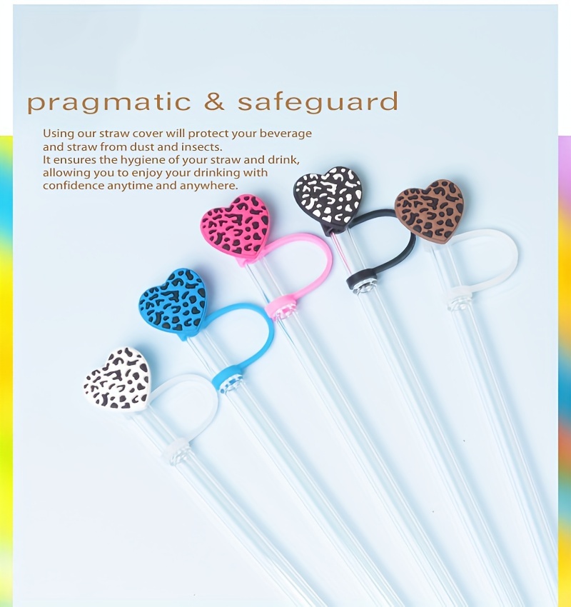 Straw Tips Cover Reusable Straw Toppers Heart shaped - Temu