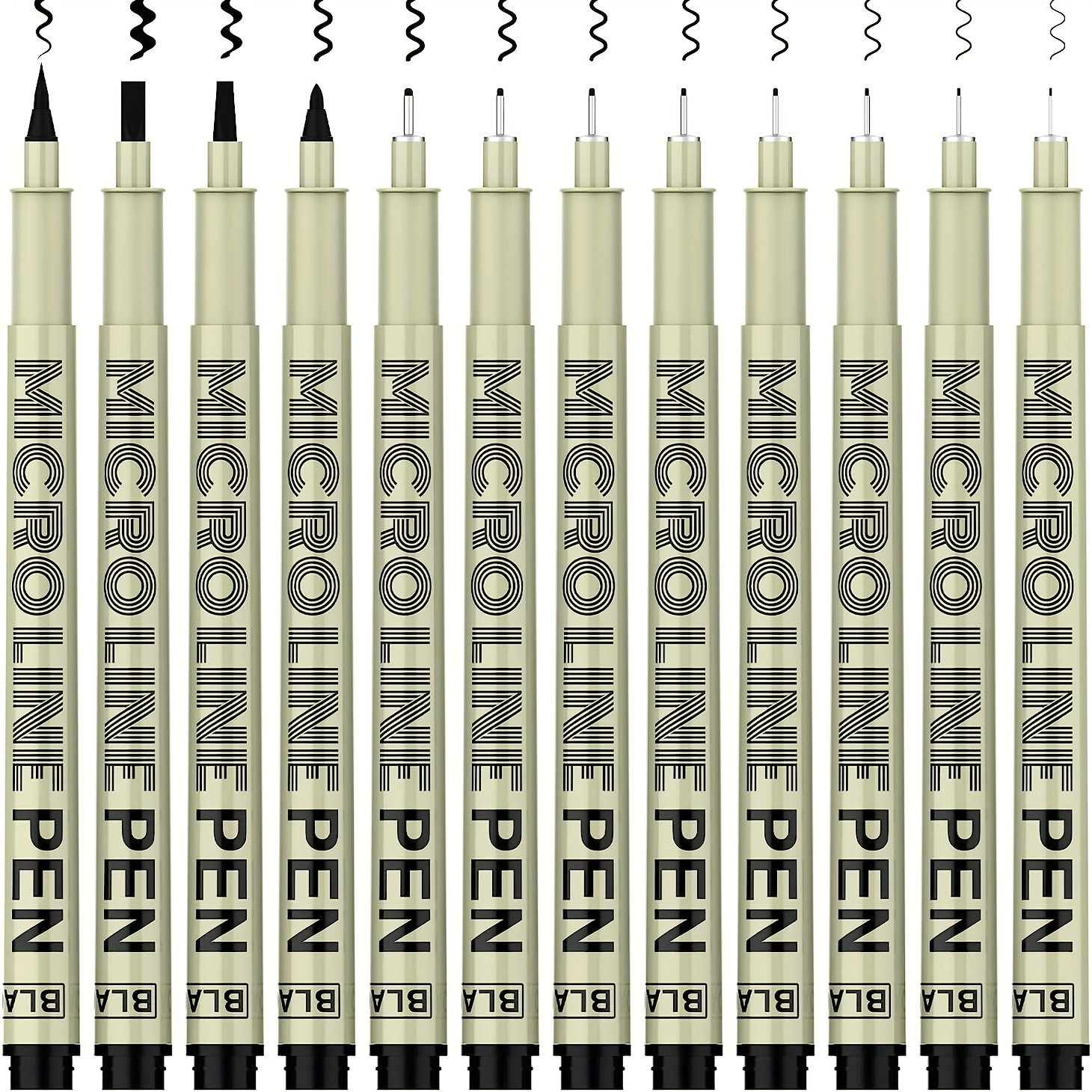 12pcs/set Micro-Pen Fineliner Ink Pens, Black Micro Fine Point Drawing Pens  Waterproof Archival Ink Multiliner Pens For Artist Illustration, Sketching