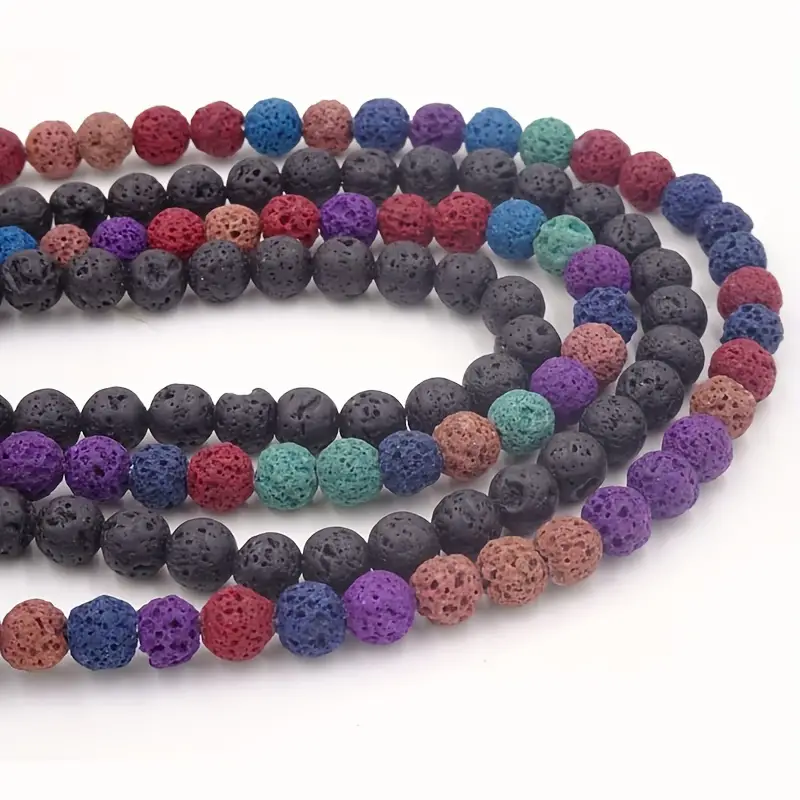 Natural Lava Beads Black Multicolor Volcanic Rock Beads Lava - Temu