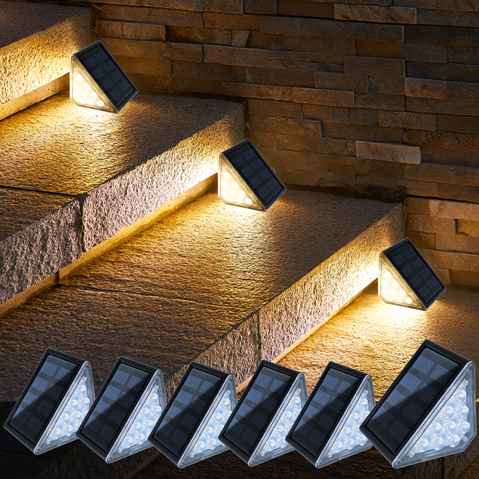 6 Pièces Lampe Solaire Pour Marches, Lumière D'escalier Extérieure