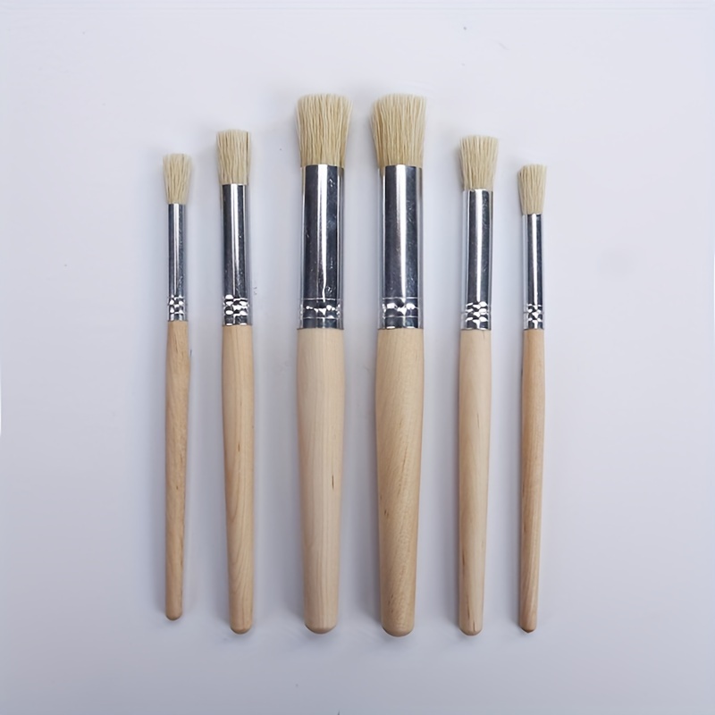 Wooden Stencil Brush Set Natural Bristle Brushes Painting - Temu