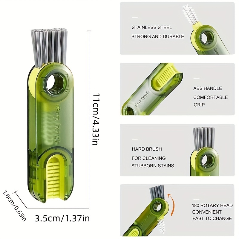 3-in-1 Multipurpose Bottle Gap Cleaner Brush Multi-Functional Insulation  Cup Crevice Cleaning Tools Silicone Bottle Cup-Holder