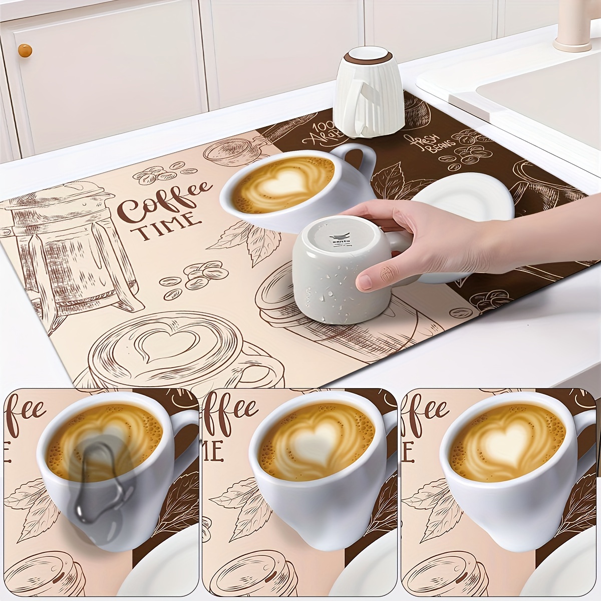 Retro Coffee Maker Mat, Dish Drying Coffee Mats For Kitchen Coffee Bar  Accessories Protects Kitchen Countertop Kitchen Placemats, Kitchen Counters  And Perfect Accessories For Coffee Machines Home Decor Room Decor - Temu