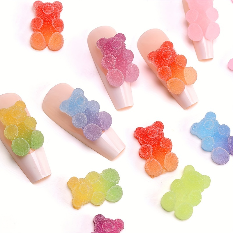 20/50pcs 3D Bear Nail Charms, Gummy Candy Nail Charms, Colorful 3D Cute  Resin Bear Charm, For Nail Art DIY Handmade Crafting