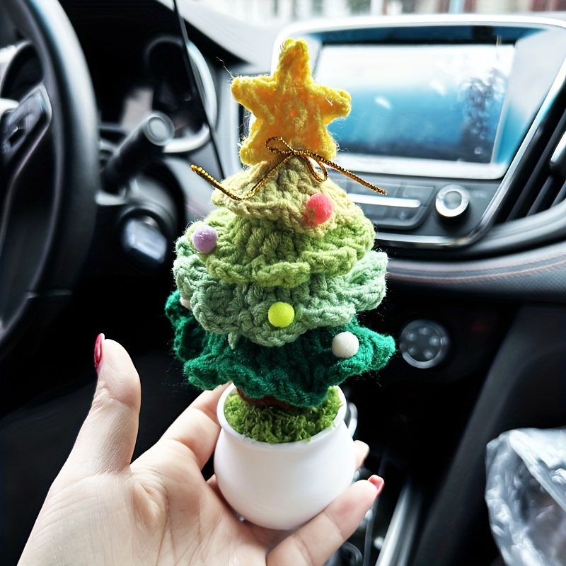 Crochet Plant Car Accessories, Mini Pine Tree Car Dashboard Decor